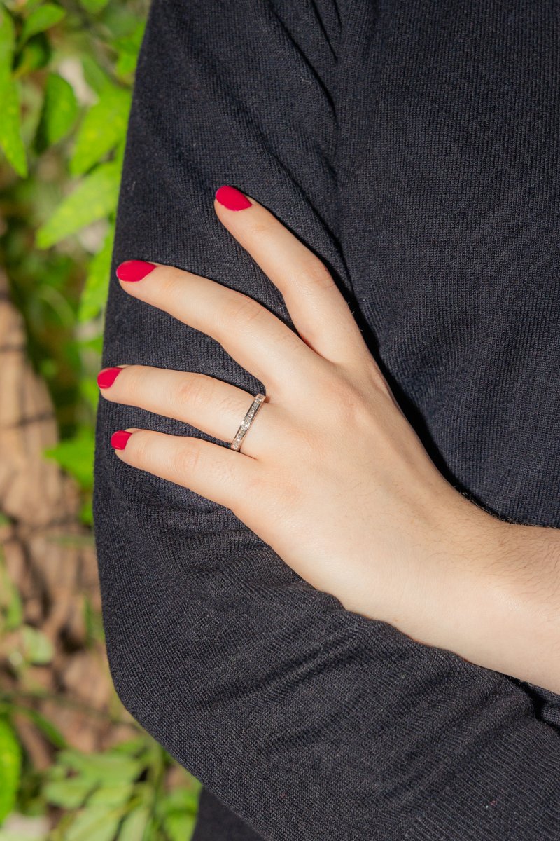 Bague Demi - Alliance Platine Diamant - Castafiore