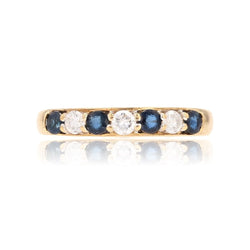 Bague DEMI ALLIANCE Saphirs diamants en or jaune - Castafiore