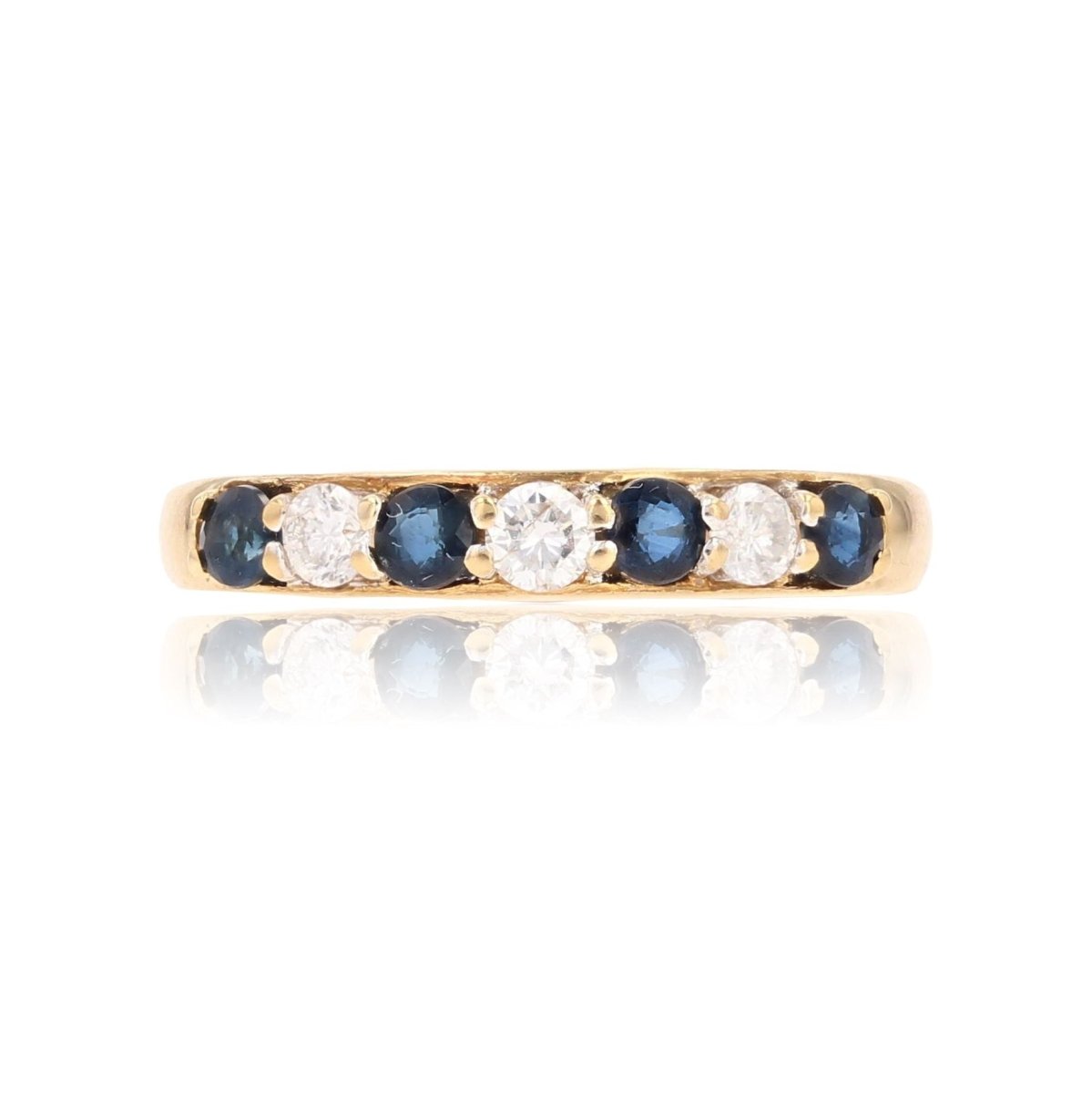 Bague DEMI ALLIANCE Saphirs diamants en or jaune - Castafiore