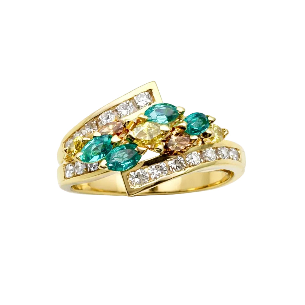 Bague design croisé en or jaune et diamants - Castafiore
