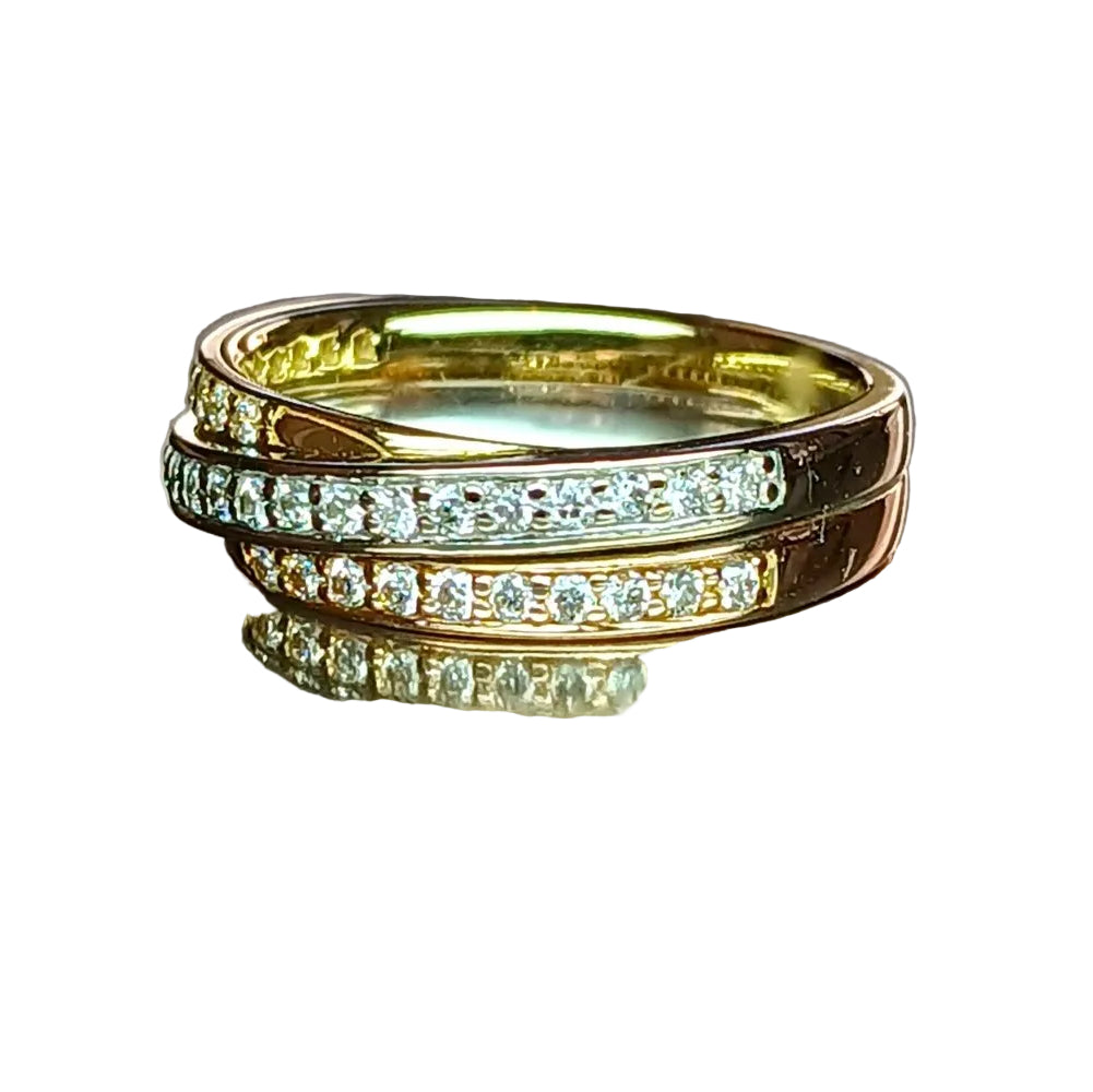 Bague deux ors lignes en or blanc et or jaune diamants - Castafiore