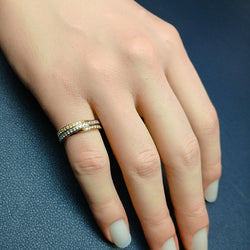 Bague deux ors lignes en or blanc et or jaune diamants - Castafiore