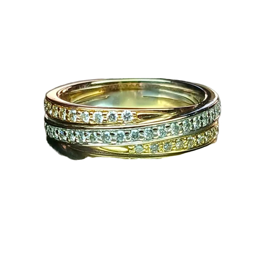 Bague deux ors lignes en or blanc et or jaune diamants - Castafiore