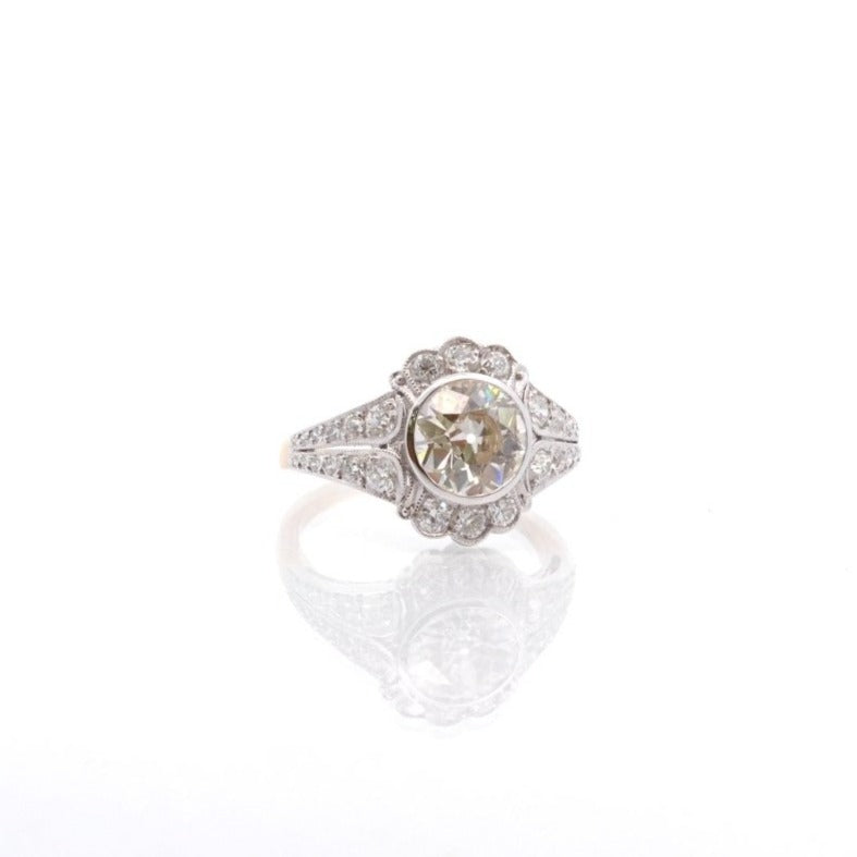 Bague diamant 1,77 cts J/VS2 en or 18k et platine - Castafiore