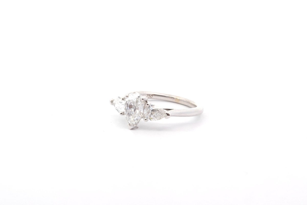 Bague Diamant Poire 1ct D/SI2 Cartier en Or Blanc 18k - Castafiore