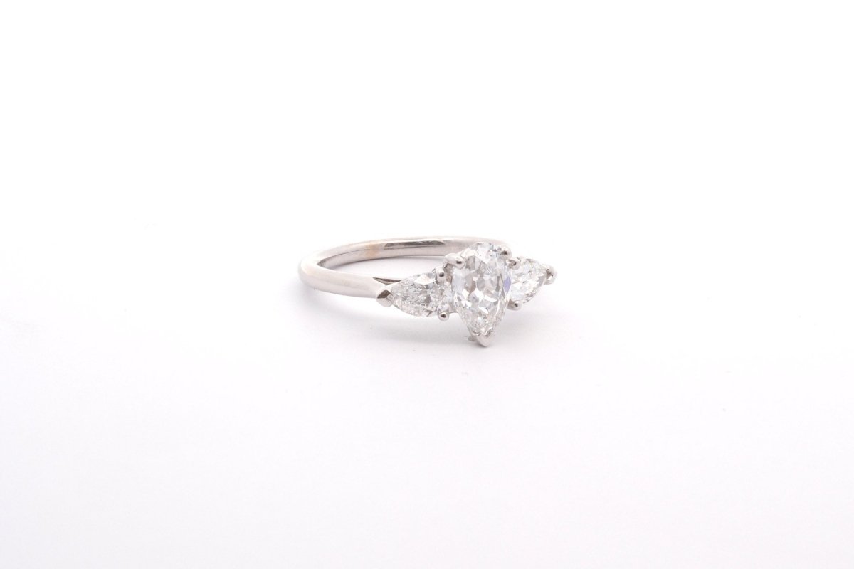 Bague Diamant Poire 1ct D/SI2 Cartier en Or Blanc 18k - Castafiore