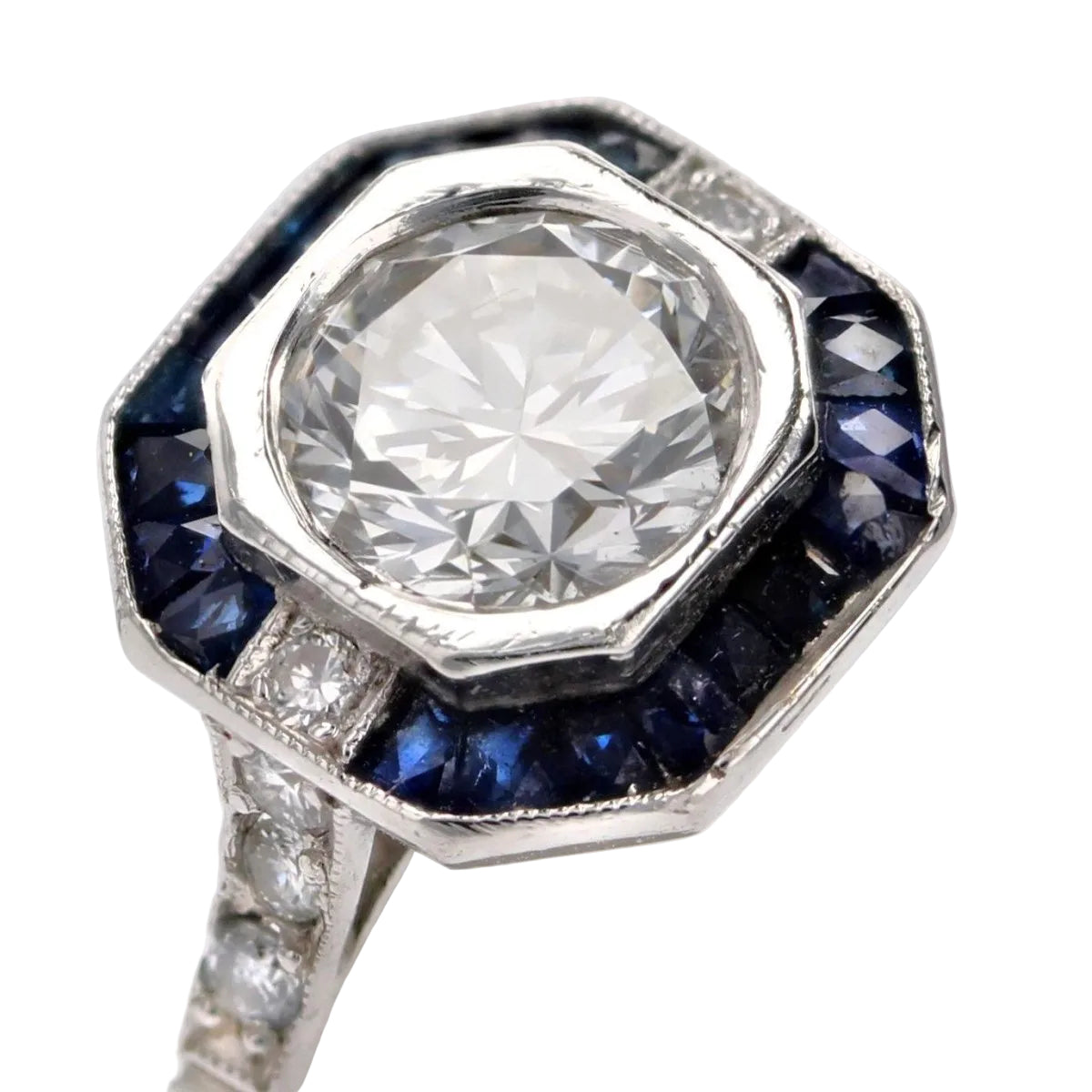 Bague diamant saphirs style art déco - Castafiore