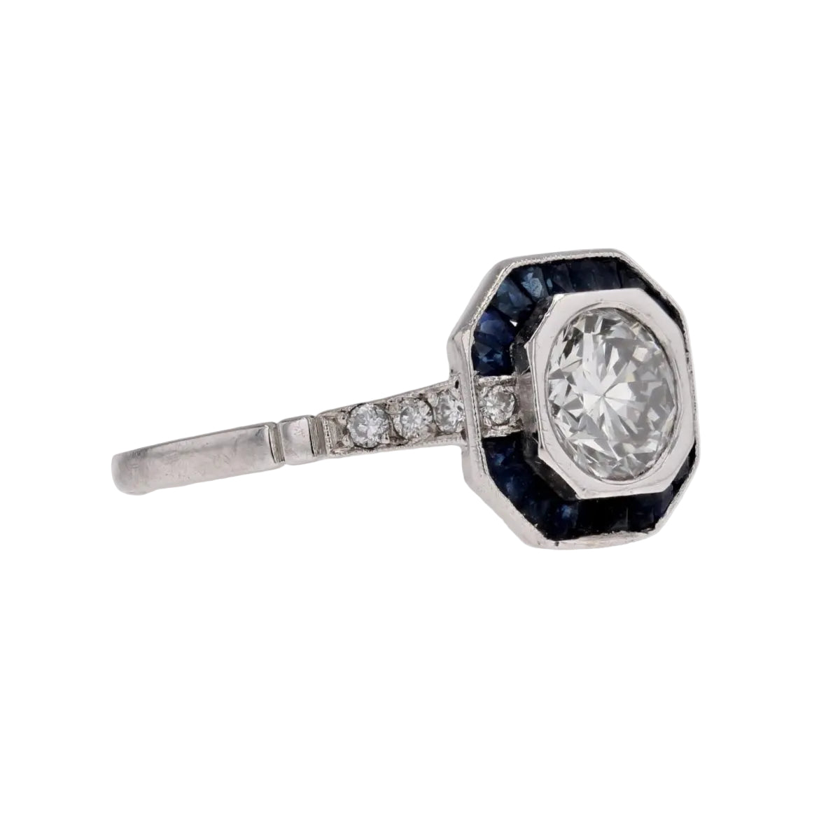 Bague diamant saphirs style art déco - Castafiore