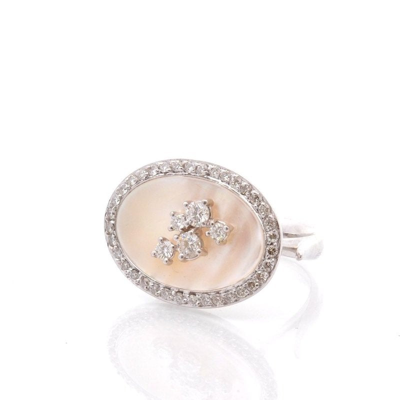 Bague diamants or 18k et nacre - Castafiore