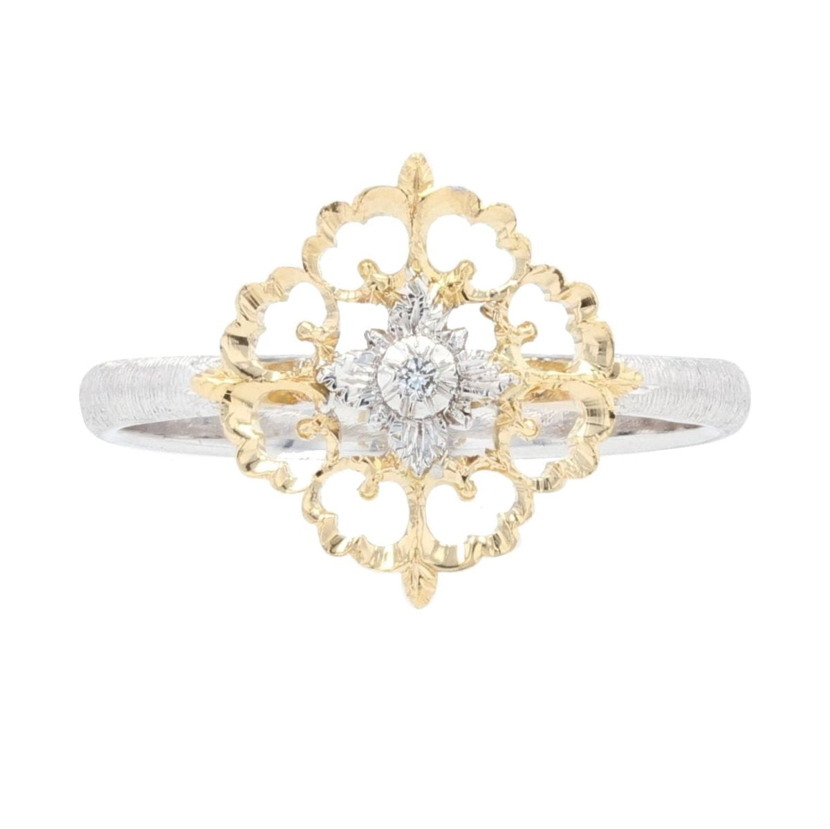 Bague diamants ors jaune et blanc arabesques petit modèle - Castafiore