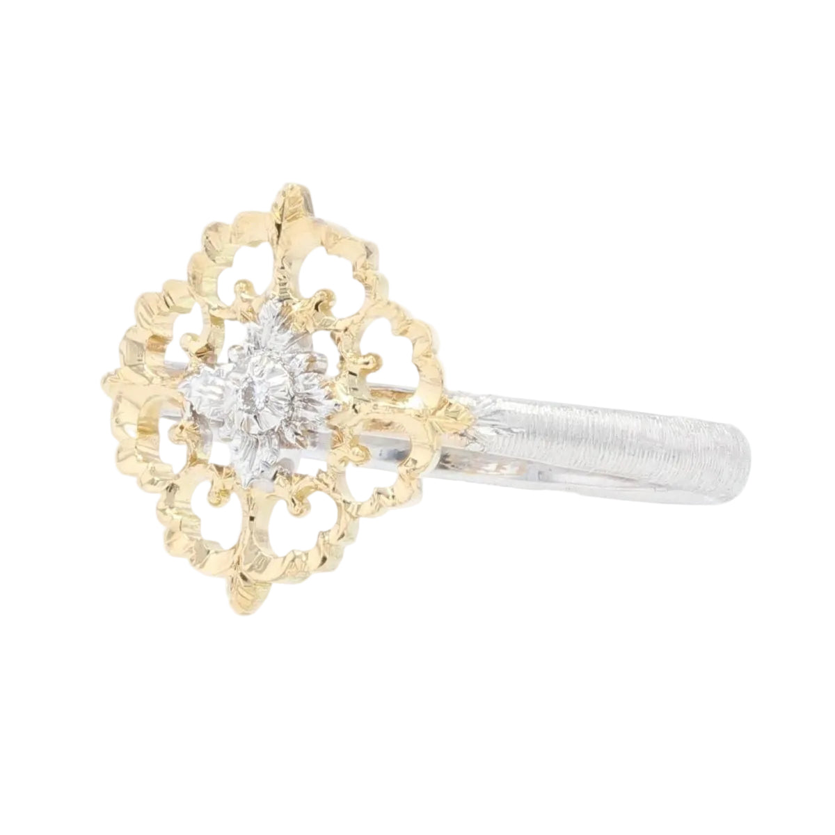 Bague diamants ors jaune et blanc arabesques petit modèle - Castafiore