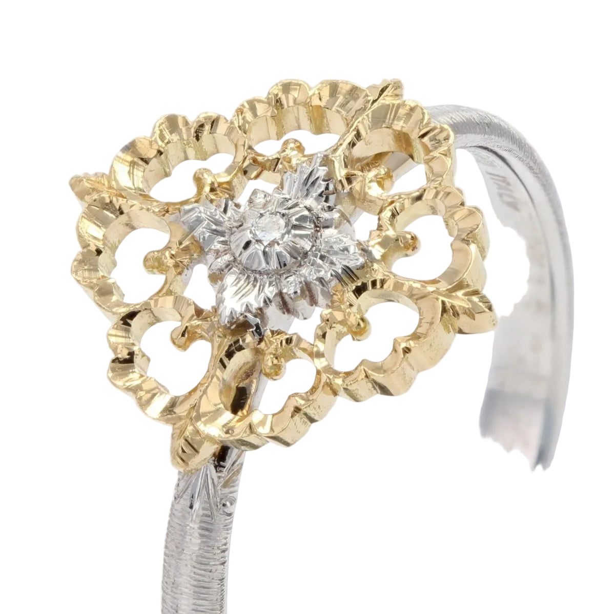 Bague diamants ors jaune et blanc arabesques petit modèle - Castafiore