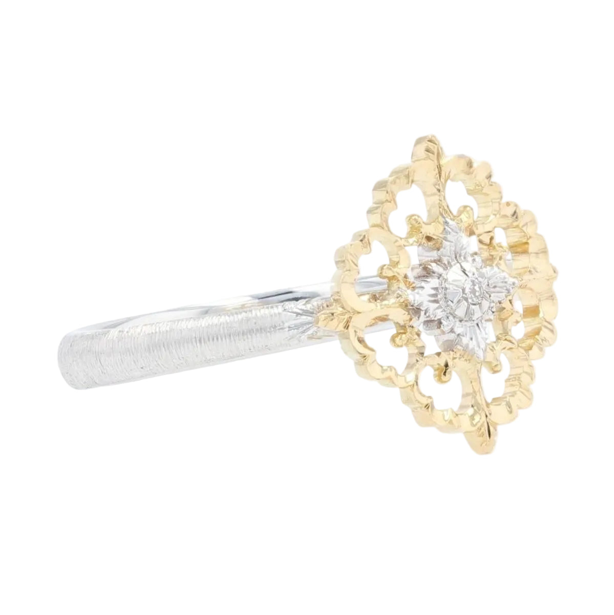 Bague diamants ors jaune et blanc arabesques petit modèle - Castafiore