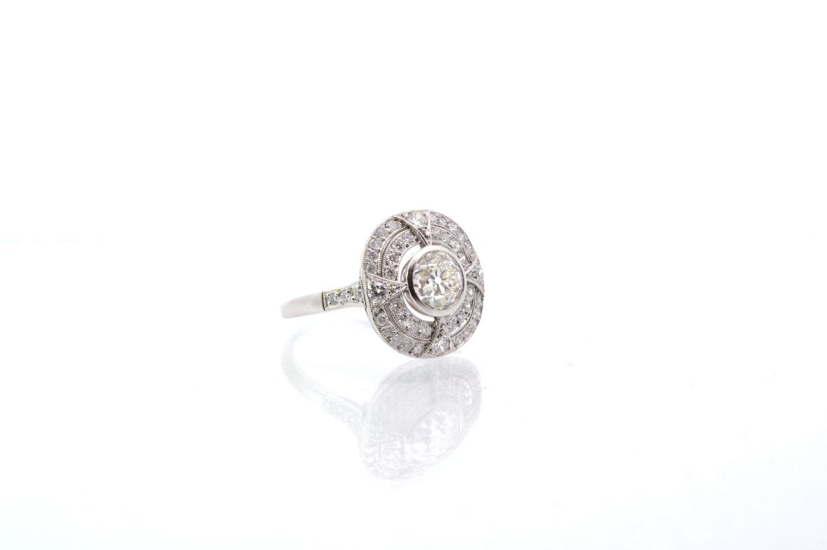 Bague diamants style art déco en platine - Castafiore