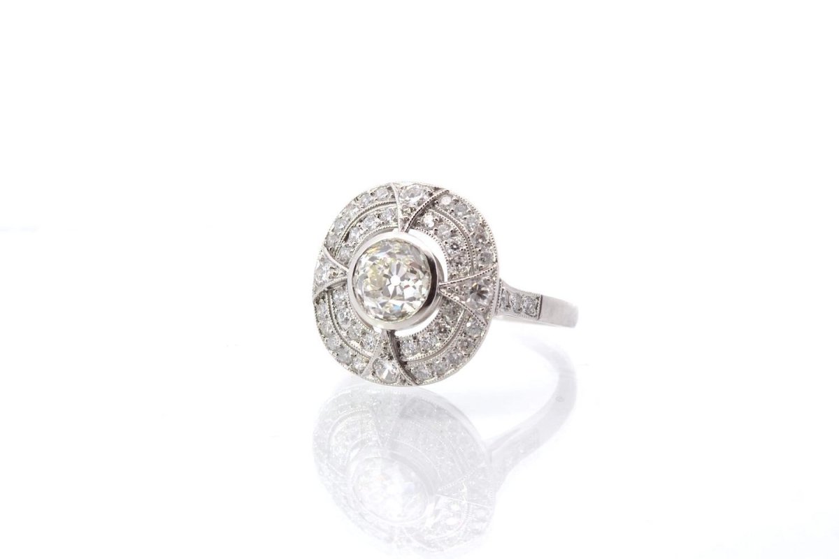 Bague diamants style art déco en platine - Castafiore