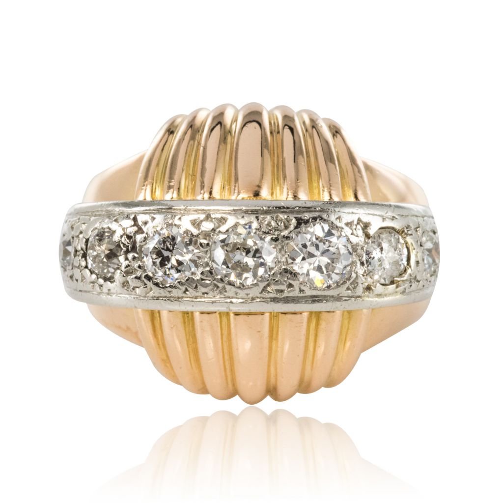 Bague diamants vintage à godrons - Castafiore
