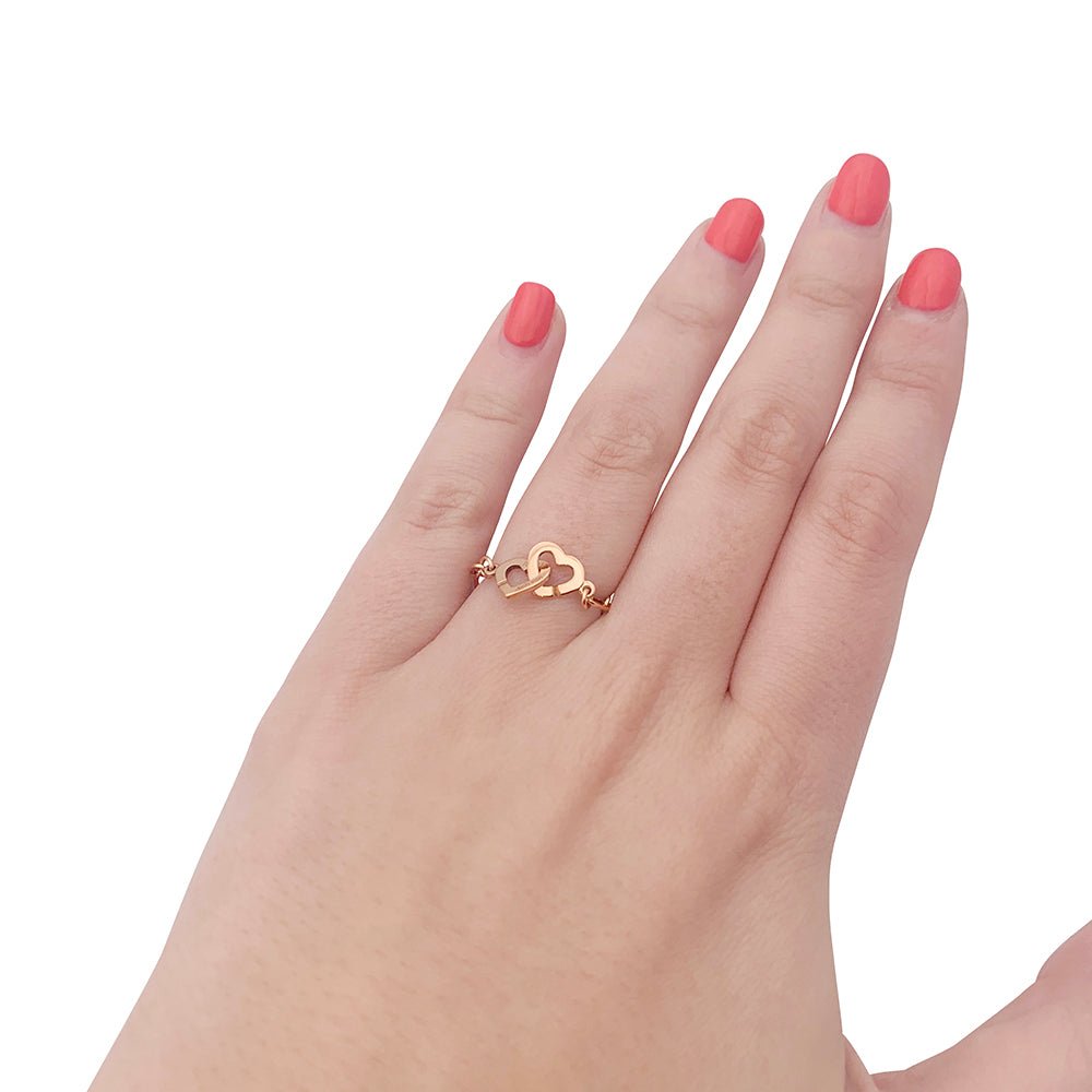 Bague DIHN VAN, "Doubles Coeur" en or rose - Castafiore