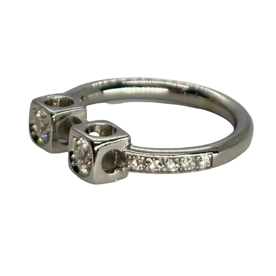 Bague DINH VAN 2 cubes XL en or blanc et diamants - Castafiore