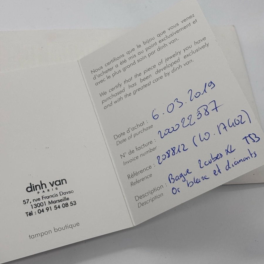 Bague DINH VAN 2 cubes XL en or blanc et diamants - Castafiore