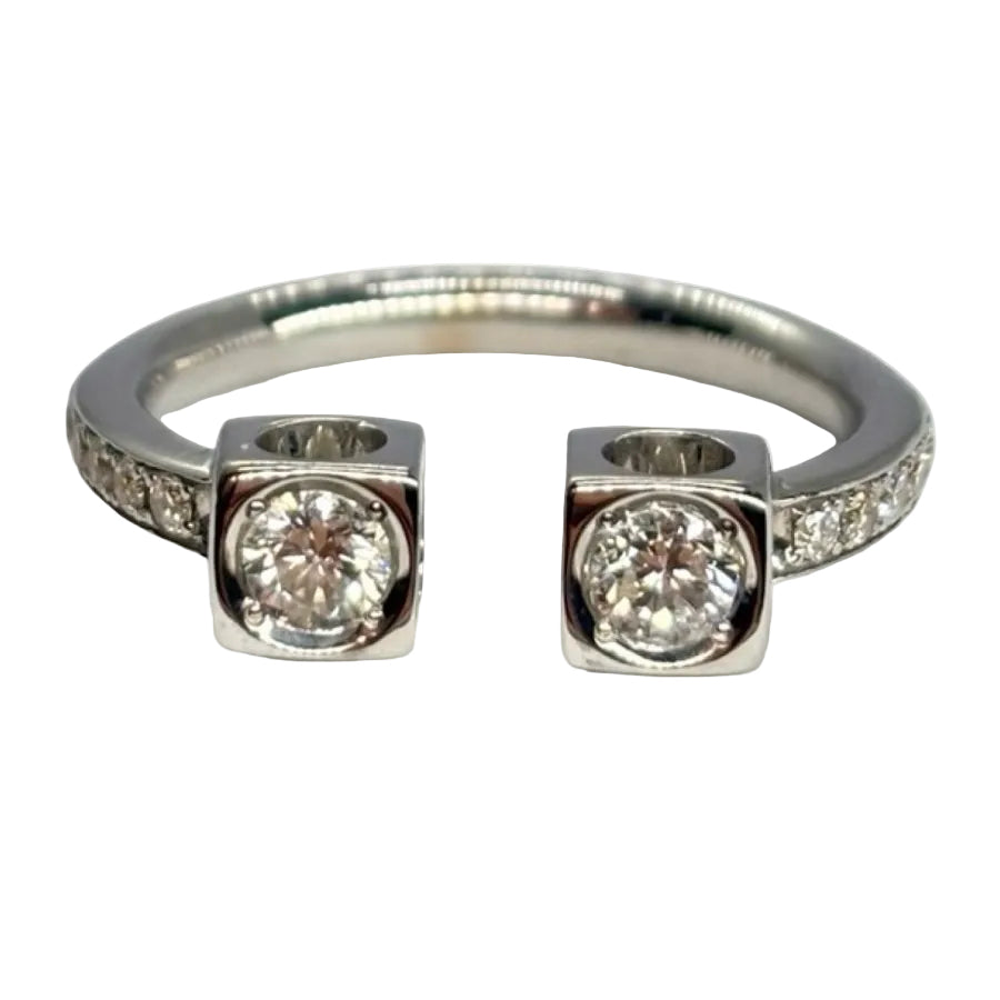 Bague DINH VAN 2 cubes XL en or blanc et diamants - Castafiore