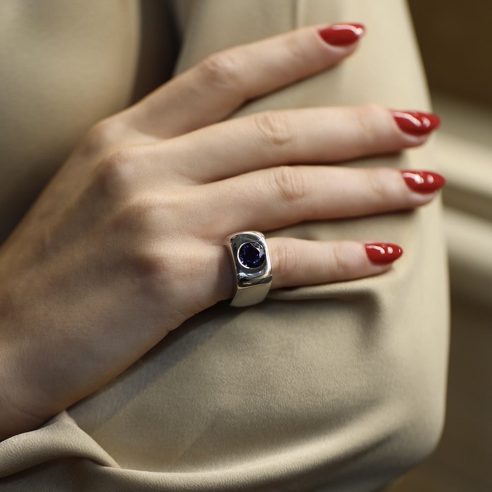 Bague Dinh Van Margot – Or Gris 18k – Améthyste – Vers 1990 – Taille 46 - Castafiore