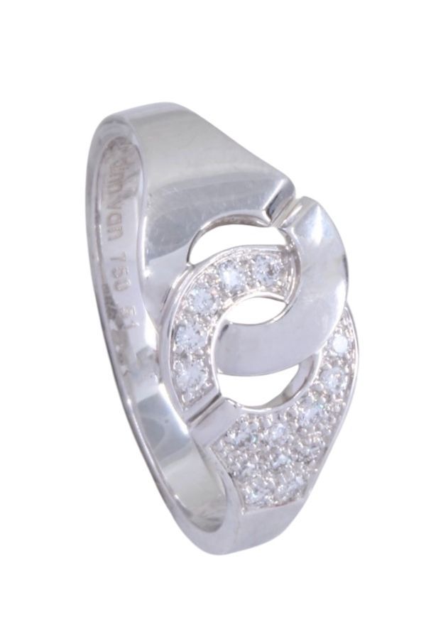 Bague DINH VAN Menottes PM en or blanc et diamants - Castafiore