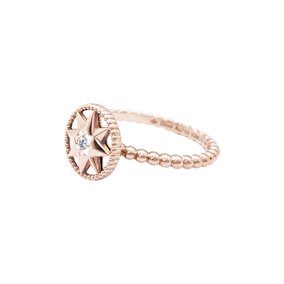 Bague Dior "Rose des Vents" en or jaune, nacre et diamant. - Castafiore