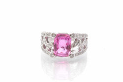 Bague d'occasion saphir rose et diamants en or blanc - Castafiore