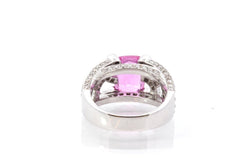 Bague d'occasion saphir rose et diamants en or blanc - Castafiore