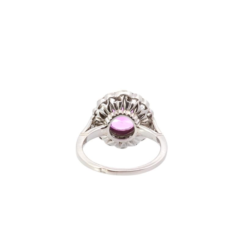 Bague d'occasion saphir rose et diamants en platine - Castafiore