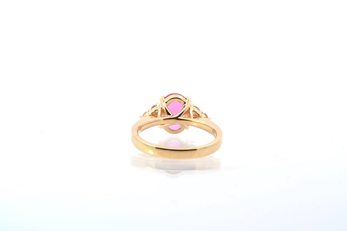 Bague d'occasion tourmaline et diamants en or jaune 18k - Castafiore