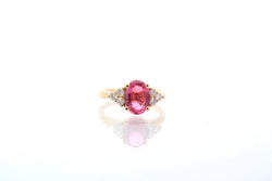 Bague d'occasion tourmaline et diamants en or jaune 18k - Castafiore