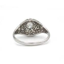 Bague dôme art deco or blanc 750 et diamants - Castafiore