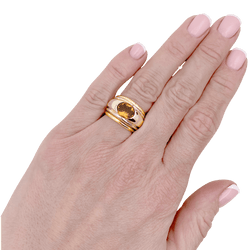 Bague Dôme BOUCHERON "Roxane" en or blanc, or jaune et citrine - Castafiore