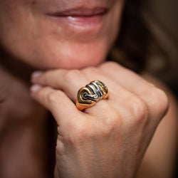 Bague Dôme BULGARI "Naturalia" en or jaune et or blanc - Castafiore