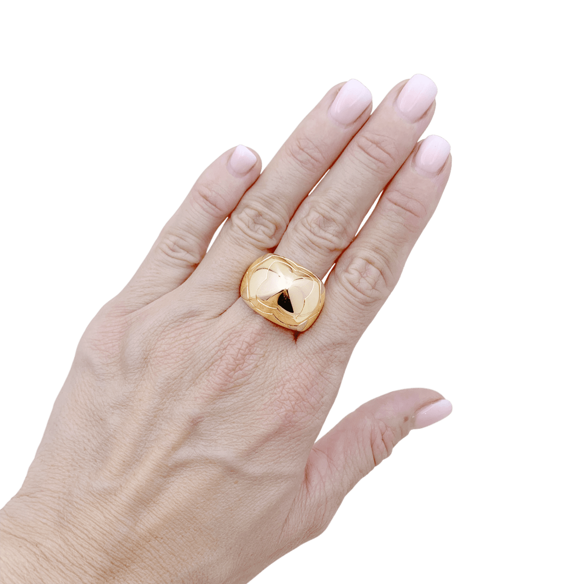 Bague Dôme BULGARI "Pyramide" en or blanc, or jaune et or rose - Castafiore