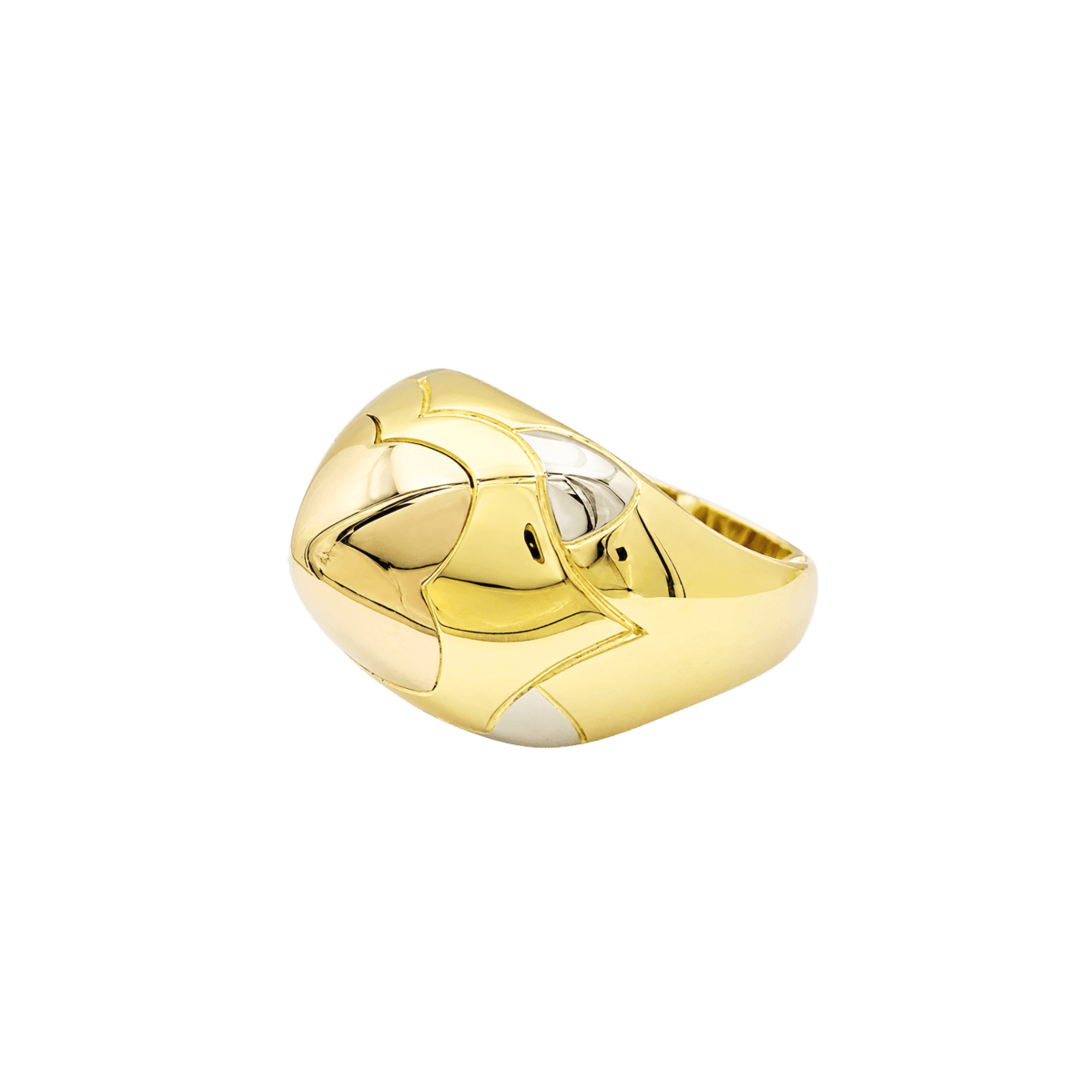 Bague Dôme BULGARI "Pyramide" en or blanc, or jaune et or rose - Castafiore