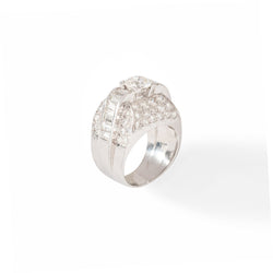 Bague Dôme carré en platine et diamants - Castafiore