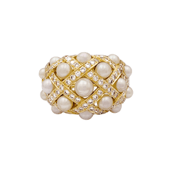 Ring Chanel, "Baroque", yellow gold, diamonds and pearls.