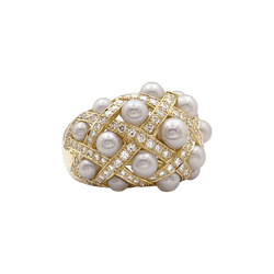 Ring Chanel, "Baroque", yellow gold, diamonds and pearls.