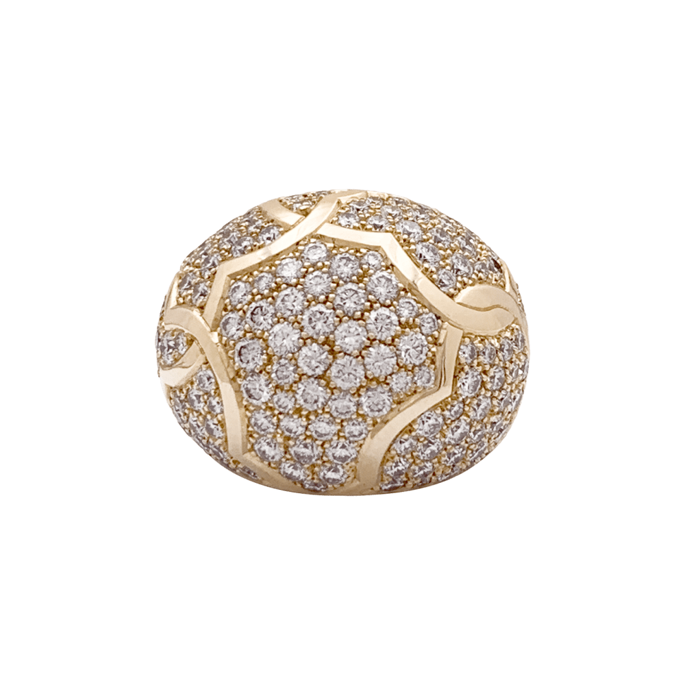 Bague Dôme CHANEL "Profil de Camelia" en or jaune et diamants - Castafiore