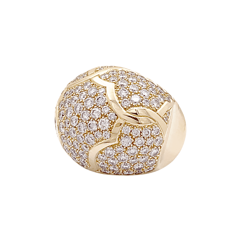 Bague Dôme CHANEL "Profil de Camelia" en or jaune et diamants - Castafiore