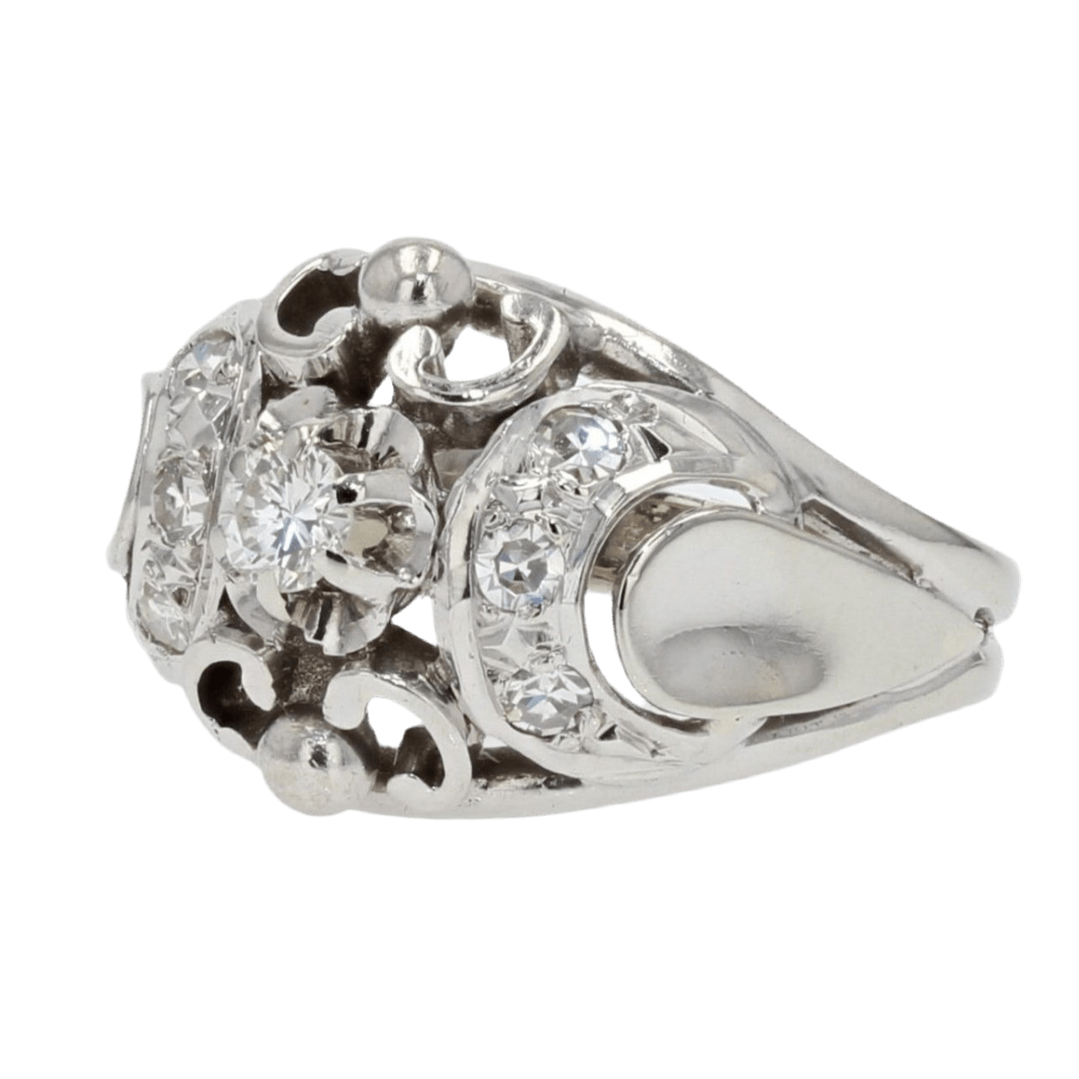 Bague Dôme en or blanc et diamants - Castafiore