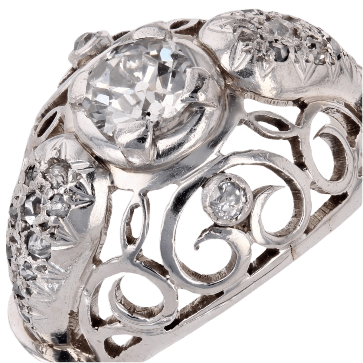 Bague Dôme en or blanc et diamants - Castafiore