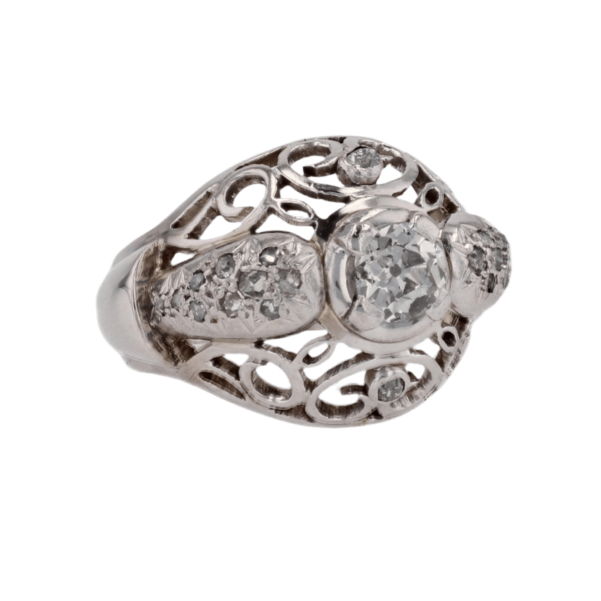 Bague Dôme en or blanc et diamants - Castafiore