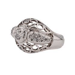 Bague Dôme en or blanc et diamants - Castafiore