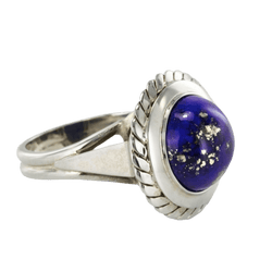 Bague Dôme en or blanc et lapis - lazuli - Castafiore
