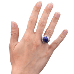 Bague Dôme en or blanc et lapis - lazuli - Castafiore