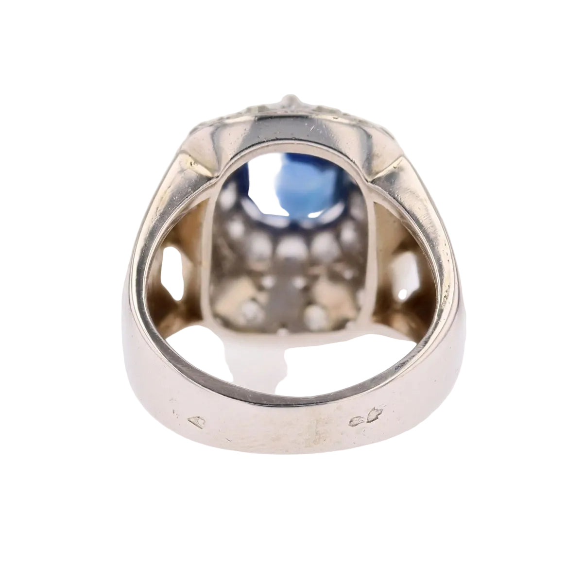 Bague dôme en or blanc et platine saphir et diamants - Castafiore