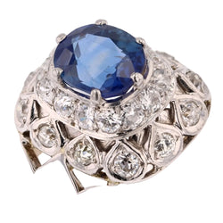 Bague dôme en or blanc et platine saphir et diamants - Castafiore